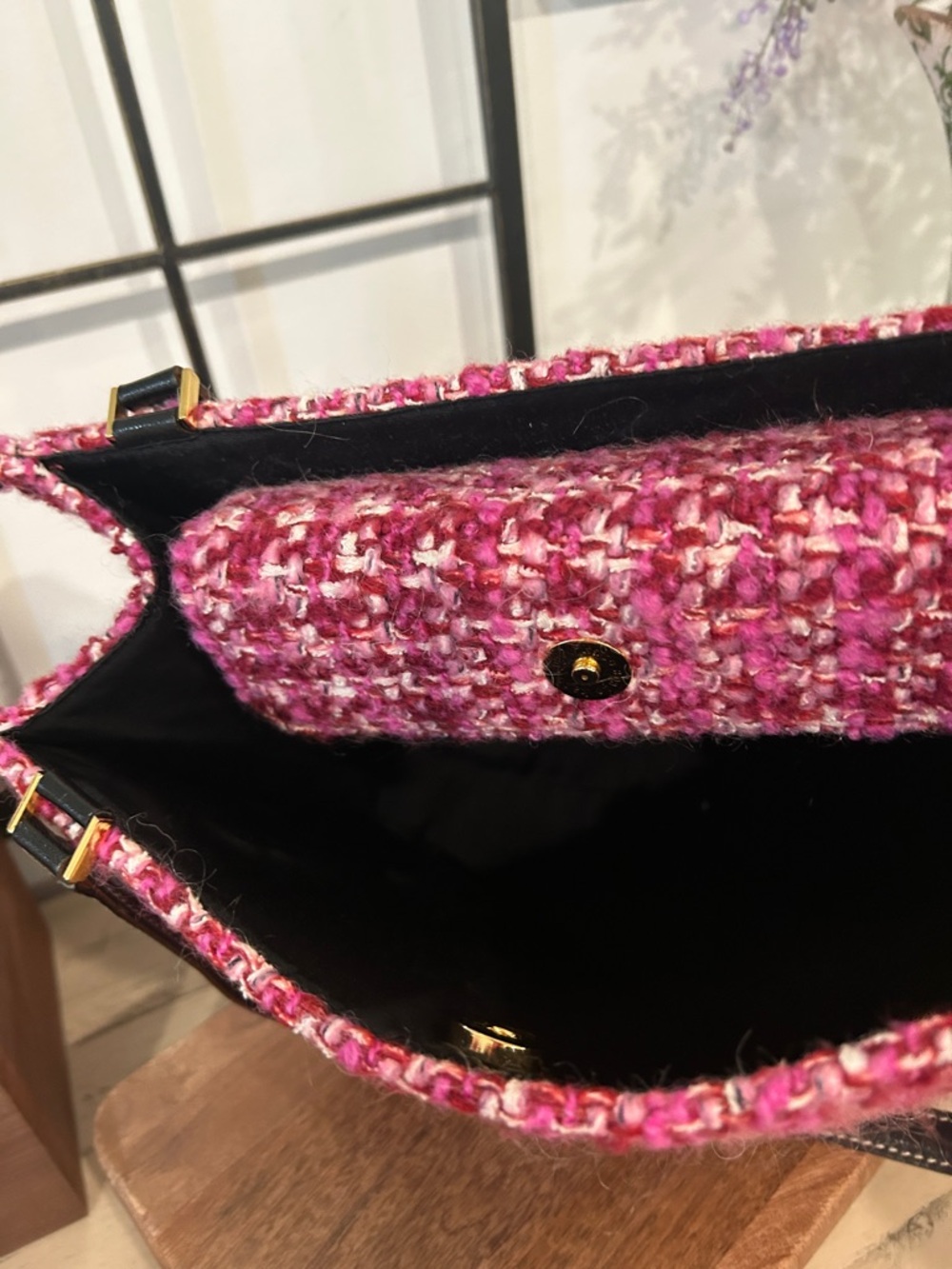 kate spade Pink Tweed Tote with Black Handles - Picture 4 of 7